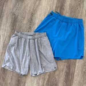 Lululemon men’s active lined running gym shorts set of 2 small blue gray bundle